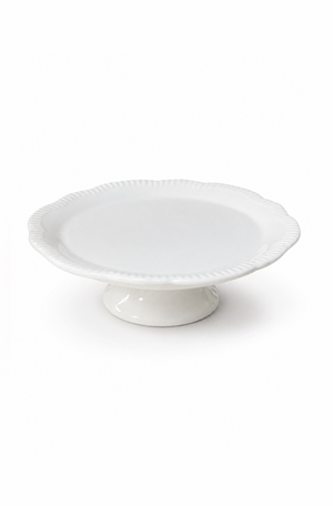Prato com Pé Lacet New Bone China Branco
