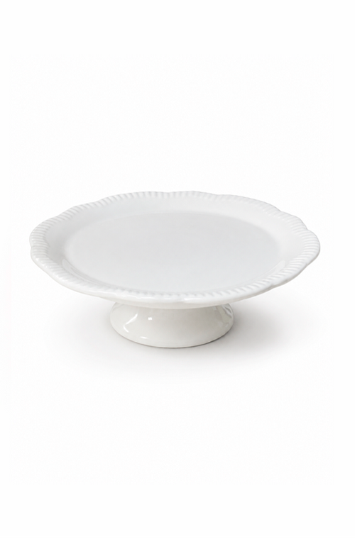 Prato com Pé Lacet New Bone China Branco