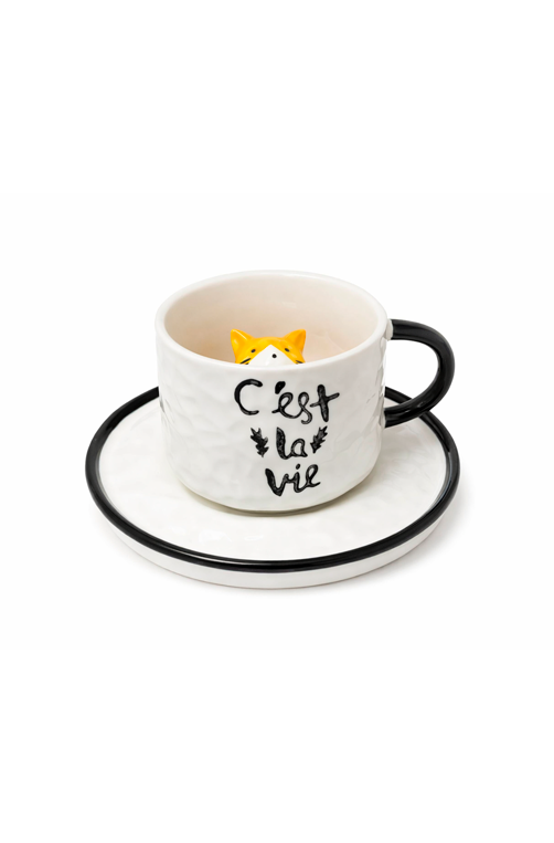 Xícara Pires com Gatinho Interno 150ml