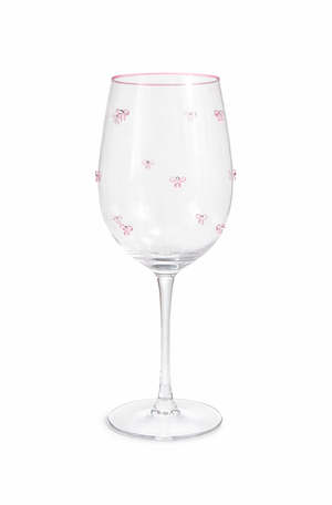 Conjunto de Taças de Vinho com Laço Borda Rosa 6 Peças