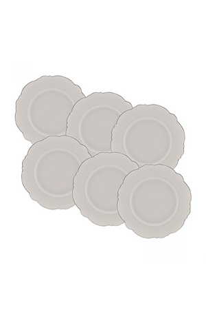 Conjunto 6 Pratos Rasos de Porcelana Maldivas com Fio Prata