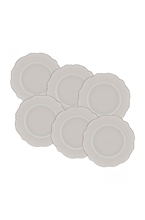 Conjunto 6 Pratos Rasos de Porcelana Maldivas com Fio Prata