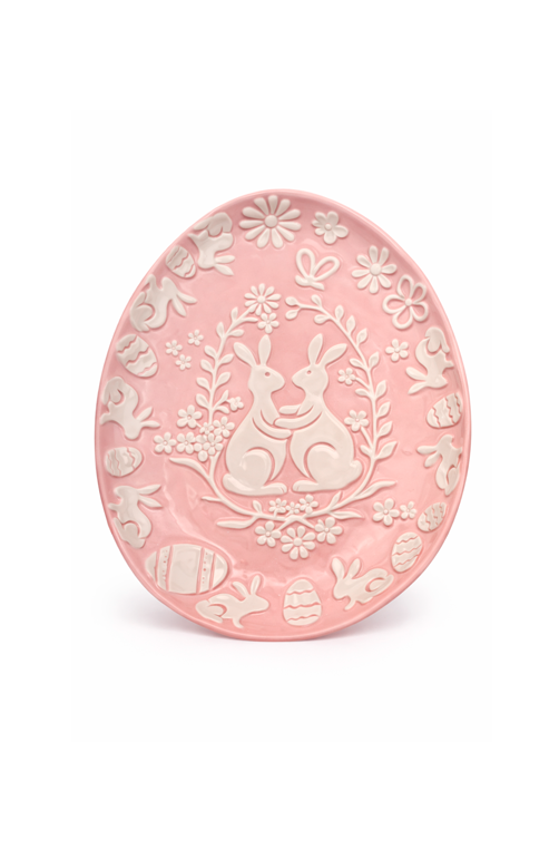 Ovo Decorativo de Páscoa em Cerâmica Rosa