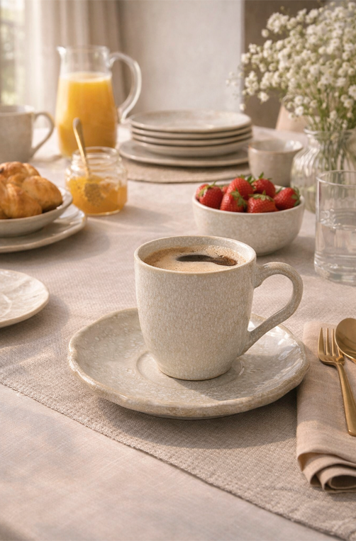 Xícara para Café com Pires Orgânico Eco Stone Arenito