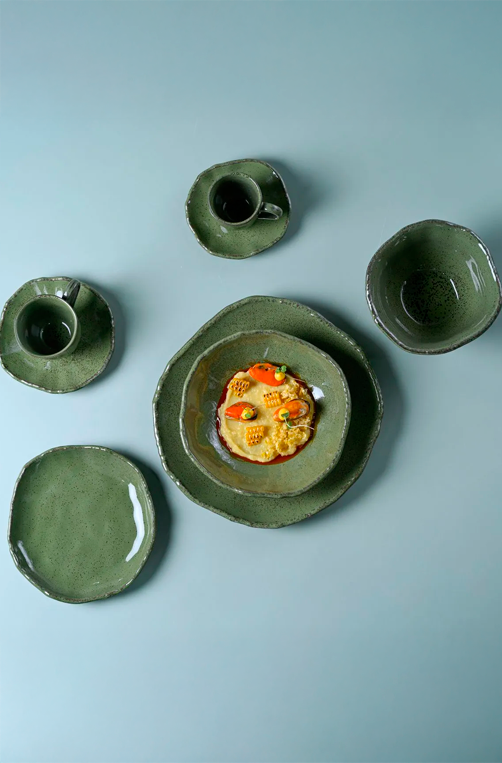 Prato de Sobremesa Orgânico Eco Jade em Stoneware Ø19cm