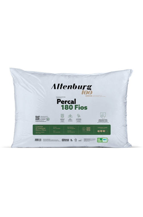 Travesseiro Percal 180 Fios Antialérgico Altenburg Branco