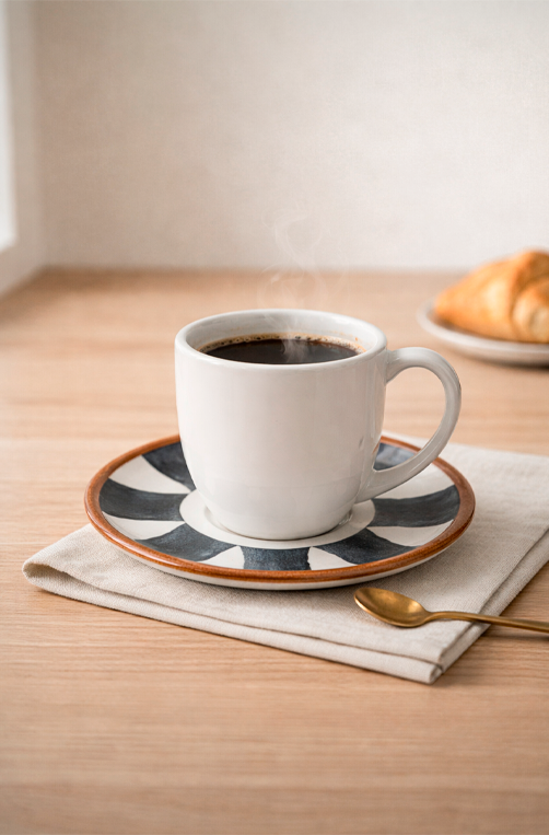 Xícara para Café com Pires Coup Stoneware Trópico Abstrato 97ml