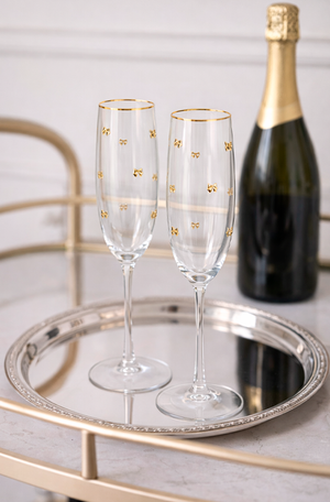 Conjunto de Taças de Vinho com Laço Borda Dourada - 6 peças