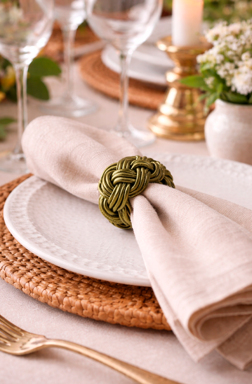 Anel de Guardanapo 4 Pcs Tramê Olive