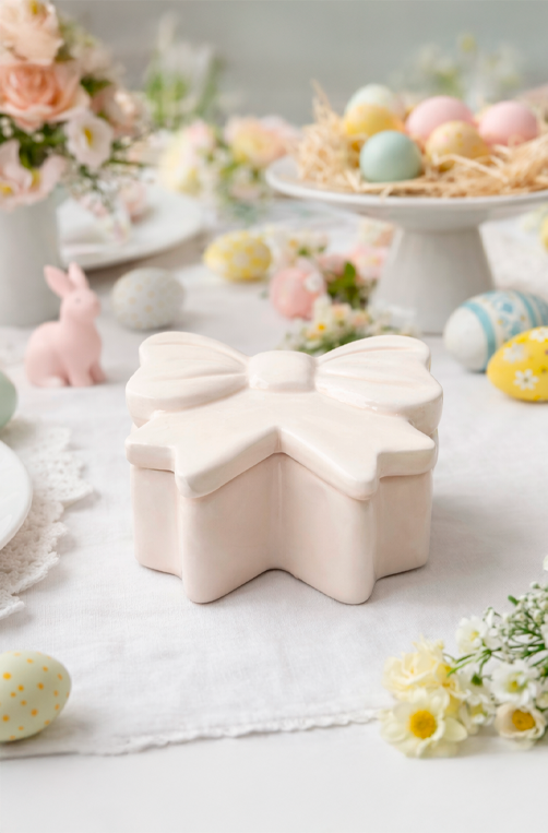 Pote Decorativo em Cerâmica Laço Rosa