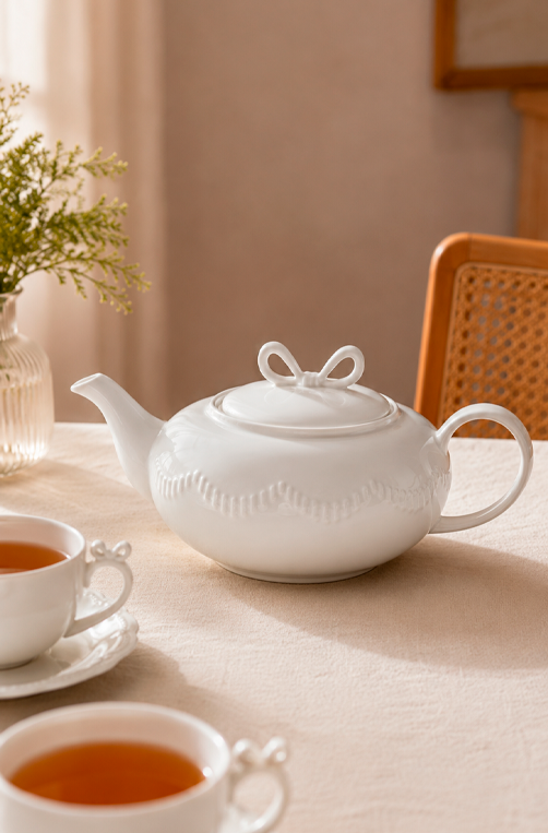 Bule para Chá Lacet em New Bone China Branco 1,2L