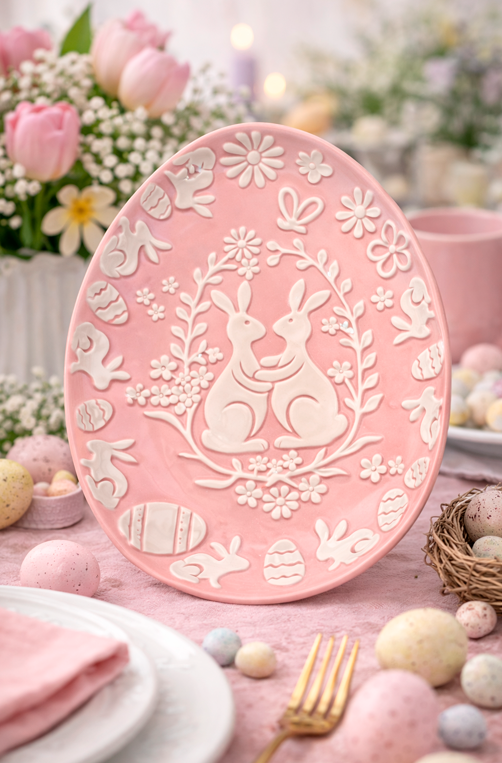 Ovo Decorativo de Páscoa em Cerâmica Rosa
