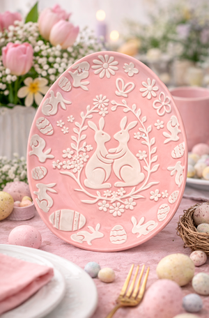 Ovo Decorativo de Páscoa em Cerâmica Rosa