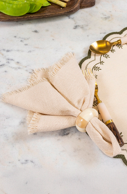 Guardanapo 4 Pcs Lila Franjas Bege