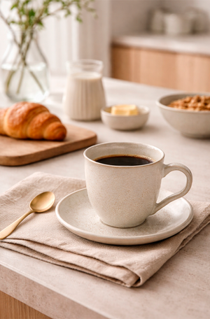 Xícara de Café com Pires Orgânico Alabastro 120ml