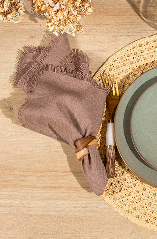 Guardanapo 4 Pcs Lila Franjas Natural