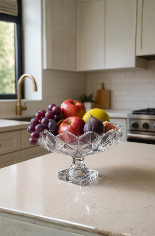 Fruteira de Vidro Classica com Pé 34cm