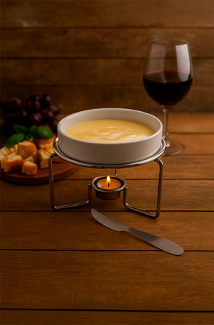 Rechaud para Queijo em Aço Inox 3 Peças