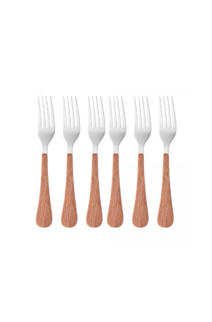 Conjunto 6 Garfos para Bolo de Aço Inox com Cabo em Plástico Amadeirado Milão