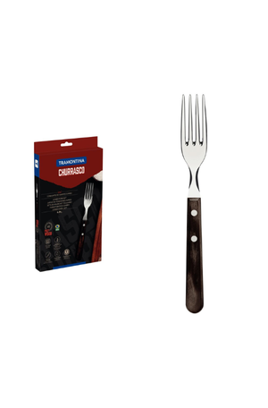 Conjunto de Garfos Jumbo em Aço Inox com Cabo Castanho Polywood 4 Peças