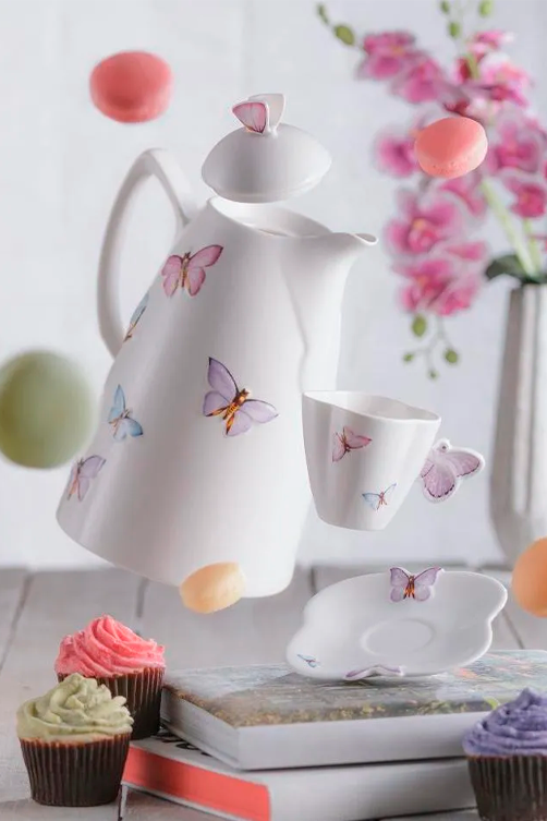 Garrafa Térmica Borboleta em Porcelana