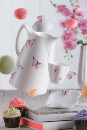 Garrafa Térmica Borboleta em Porcelana