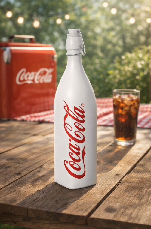 Garrafa Coca-Cola Hermet Branco em Vidro 1 Litro