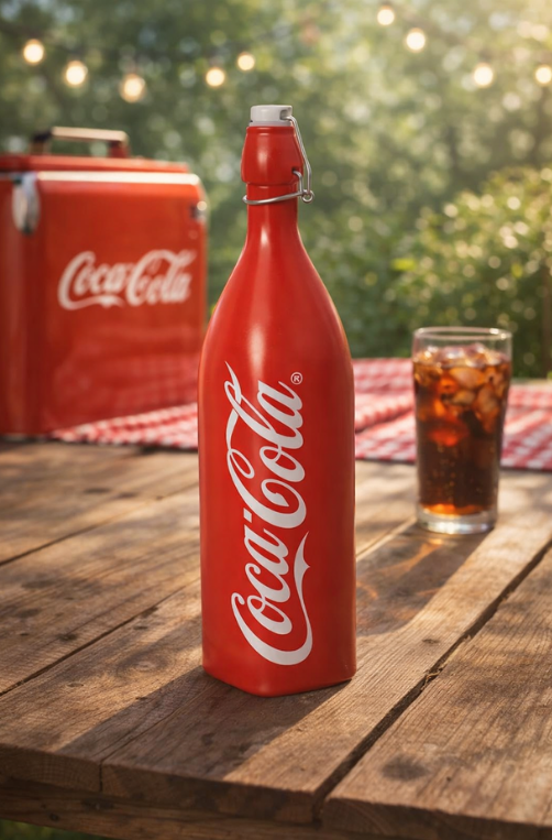 Garrafa Coca-Cola Hermet Vermelha em Vidro 1 Litro