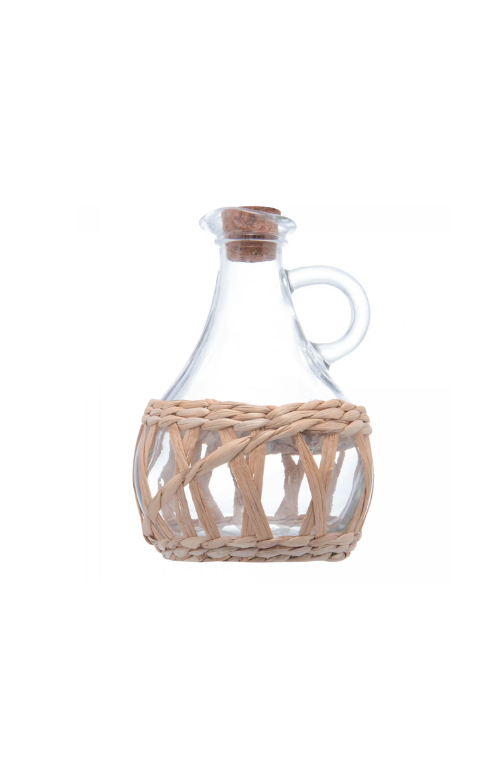 Garrafa para Azeite com Fibra Natural e Tampa Cortiça de Vidro 320ml