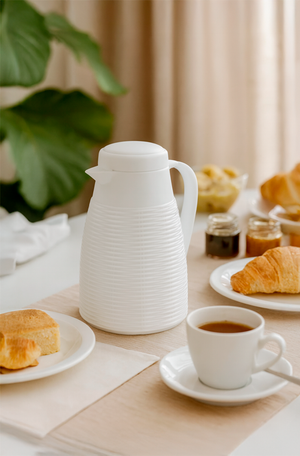 Garrafa Térmica 400ml Rattan Branco Plástico