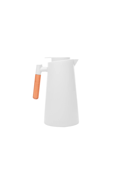 Garrafa Térmica de Plástico com Cabo de Madeira Escandinávia Branca 1L