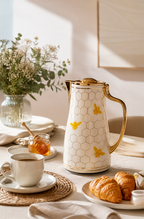 Garrafa Térmica Mielle Abelhas em Porcelana 700ml