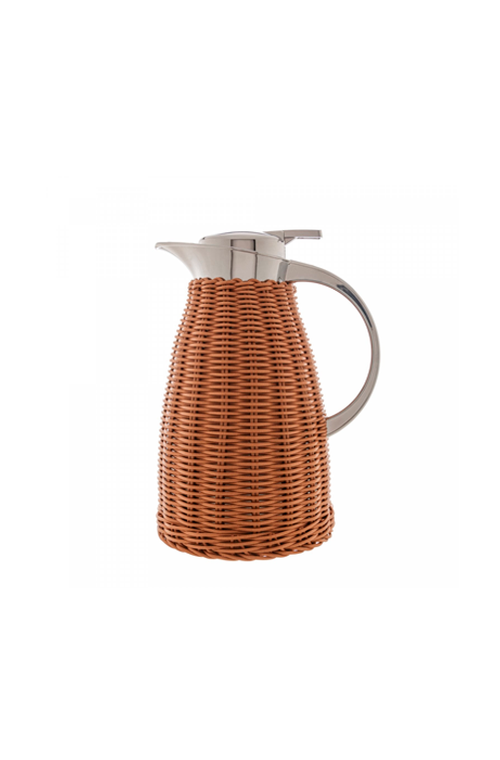 Garrafa Térmica de Aço Inox com Rattan Plástico Marrom 1,5L