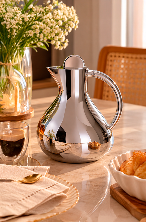Garrafa Térmica Milano Cromo com Ampola de Vidro 600ml