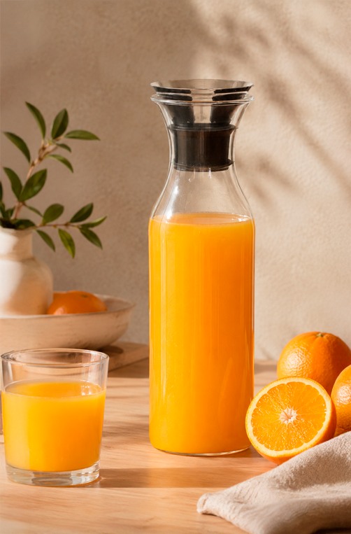 Garrafa com Tampa Transparente em Vidro Borossilicato 900ml