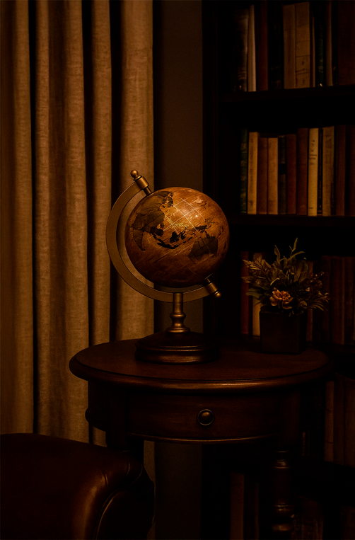 Globo Decorativo com Base Madeira