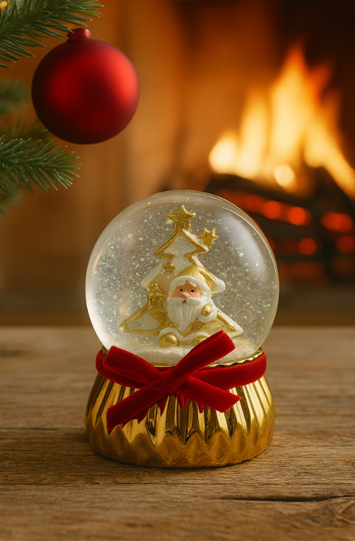 Globo Natalino Papai Noel Dourado