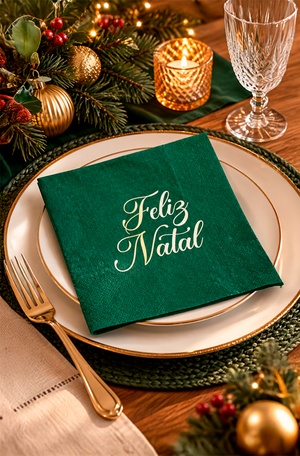 Conjunto de Guardanapo Natalino de Papel Verde 20 Peças