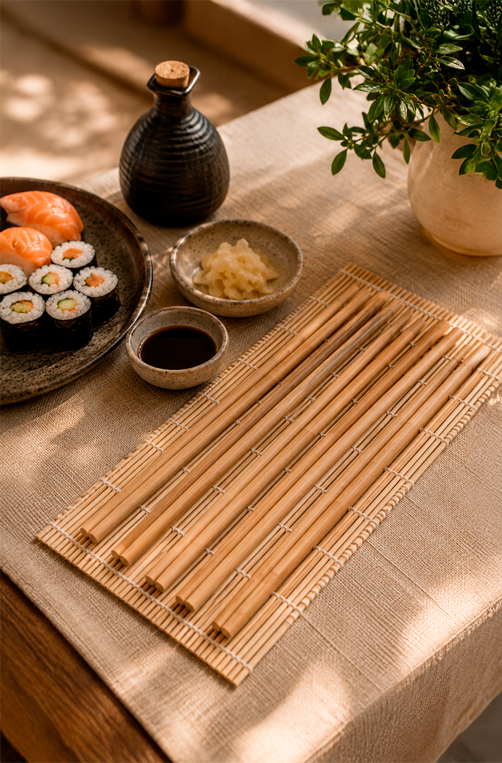 Conjunto de 4 Pares de Hashi de Bambu