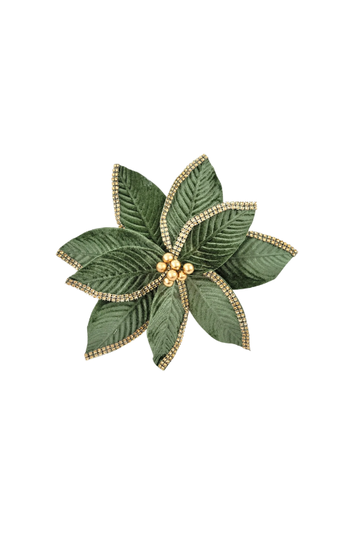 Haste Poinsettia Bico de Papagaio de Natal Verde Dourado