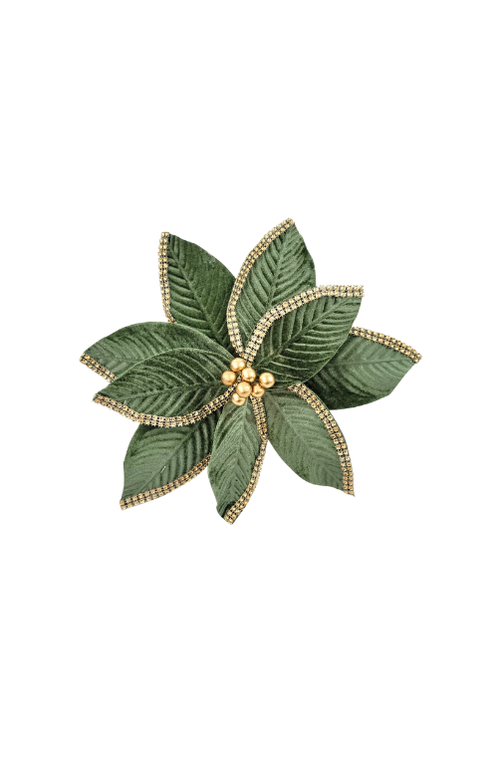 Haste Poinsettia Bico de Papagaio de Natal Verde Dourado