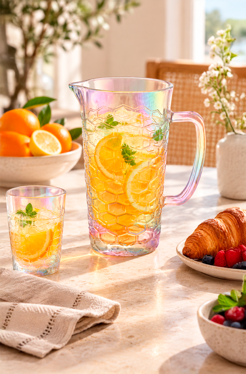 Jarra Bee Rainbow em Vidro 1,2 L