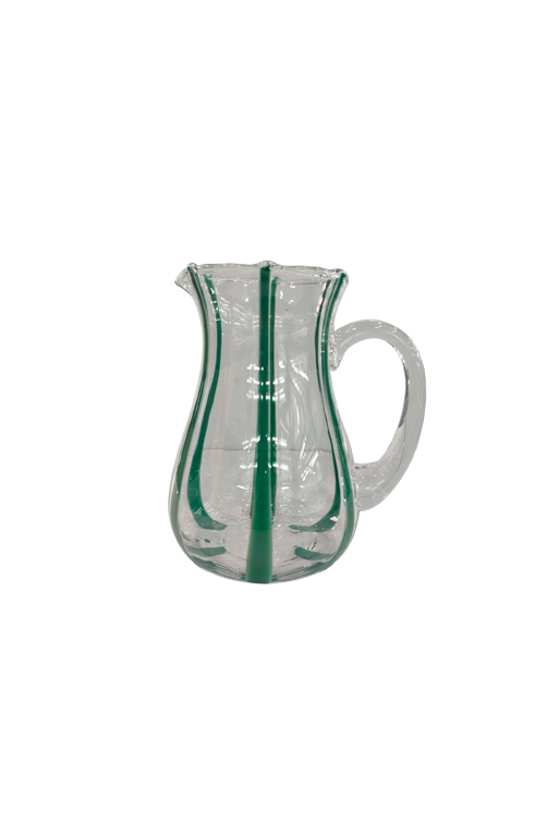 Jarra em Vidro Transparente com Listras Verde 2L