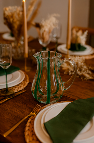 Jarra em Vidro Transparente com Listras Verde 2L