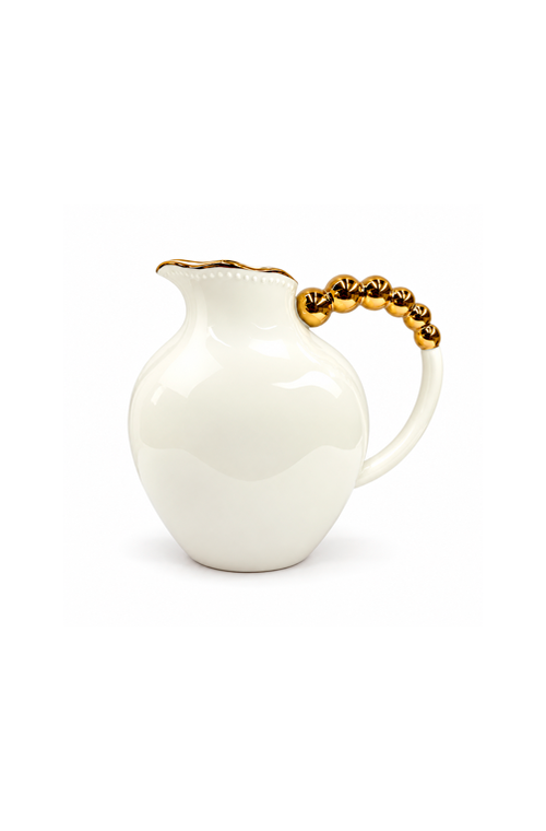 Jarra Branca com Esfera Dourada em Porcelana 1,6L