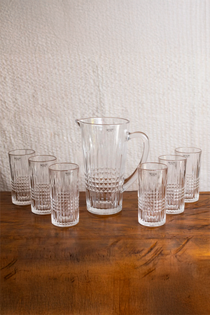 Conjunto Jarra com 6 Copos de Vidro Queen 1,5L/320ml