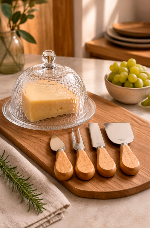 Jogo para Queijo em Inox 4 Peças