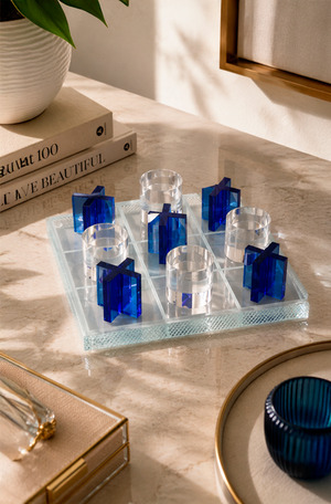 Jogo da Velha Decorativo Azul em Cristal