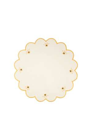 Jogo Americano Golden Bee Off White com Bordado Amarelo