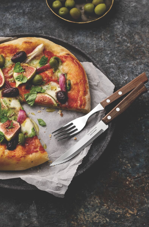 Conjunto de Talheres para Churrasco de Aço Inox e Cabos de Madeira Natural 12 Peças